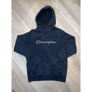 Champion Men's Powerblend ‎ Graphic Fleece Pullover Black Hoodie Size Large